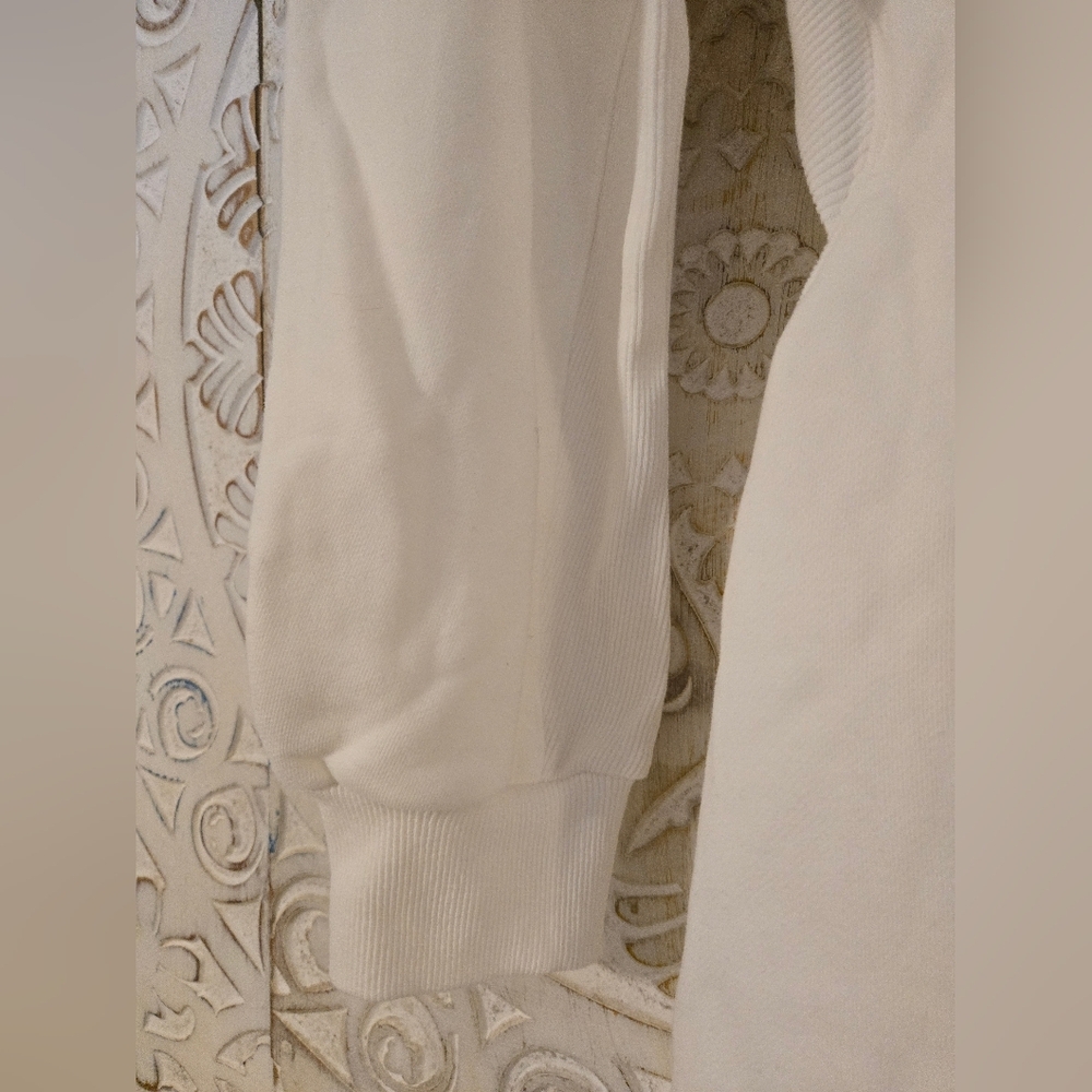 Lg sweatshirt dress open back design, loose fit on top part ribbed round NWT - Picture 6 of 7